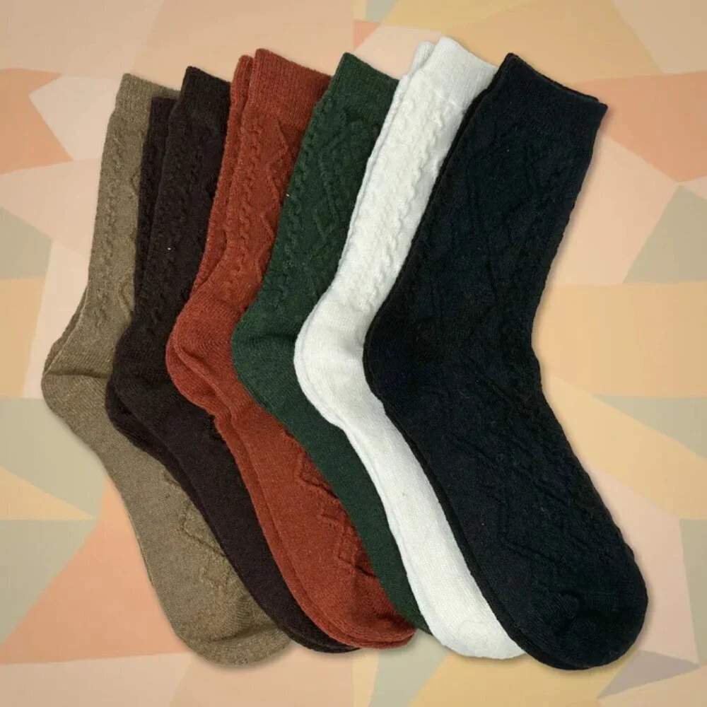 NWT Marion Cable Knit Brown Wool Crew Socks